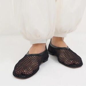 Reformation Black Woven Mesh Ballet Flats